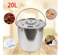 20L Seau Alimentaire en Acier Inoxydable - Seau Alimentaire Portable de Qualité Alimentaire avec Poignée de Portage et Couvercle