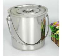 20L Seau en acier inoxydable Seau de cuisine Seau à aliments Seau à lait Seau à champagne+couvercle