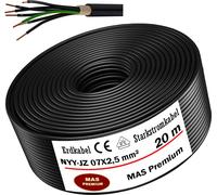 20m de câble de terre Câble de courant fort NYY-JZ 7X2,5 mm² Câble électrique