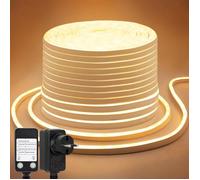 20M Ruban Led Flexible Néon Bande 2400 Leds Blanc Chaud Neon Strip Lights Outdoor Ip67 Silicone Avec Minuterie Et Variateur D'Inte
