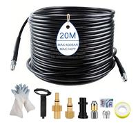 20m Tuyau de Nettoyage Haute Pression 5800 PSI/400 bar - Compatible Kärcher K2 à K7, Lavor, Bosch - Kit complet avec adaptateurs, buses et gants de protection
