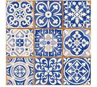 20pcs Bleu 15X15cm Stickers de Carrelage en PVC Auto-adhésif Imperméable Autocollant Mural Décoratif Stickers Muraux Carreaux de