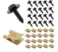 20PCS Clips de Fixation Voiture, U-Clips et Vis Kit Universal Écrous, 20 Agrafes Carrosserie Métal U-Clip et 20 Vis, Écrou en Tôle Vis Écrou Clip Kit, Pour Panneaux de Porte Pare-Chocs Capots
