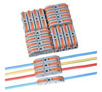 20pcs Connecteur de fil d"épissure rapide, kit de connecteurs de fil en ligne 1 à 1, connecteurs électriques d"épissage compacts à enfoncer, pour circuit en ligne 24-12 AWG 20 pièces,34 piècesPC