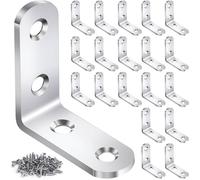 20PCS Équerre de Fixation en Inox 45x45mm Équerre Angle 90 Degrés en Acier Inoxydable avec 80 Vis pour la Fixation et la Réparation