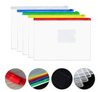 20PCS Pochette Navette avec Fermeture ZIP, A5 Pochettes Porte-documents/Pochettes à Dossiers/Chemises/Sac de Fchier en Plastique, Pour Documents de Bureau/École, Blanc