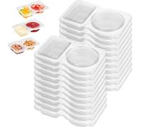 20Pcs Snack Box Double Compartiments avec Couvercle, Conteneurs Condiments Plastique Réutilisables Qualité Alimentaire, Boîte à Sauce Sécurité Microwaves & Lave-vaisselle pour Crèmes, Fruits & Dessert