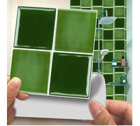 20pcs Vert Stickers de Carrelage en PVC Auto-adhésif Imperméable Autocollant Mural Décoratif Stickers Muraux Carreaux de Sol pour