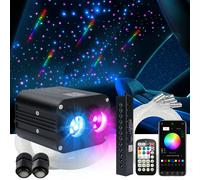 20W scintillant voiture toit étoile lumière avec RGB météore musique APP contrôle Fiber optique étoile plafonnier Kit pour plafond ciel étoilé Car AND EU plug