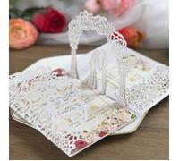 20x Cartes invitation de mariage pop-up blanches 3D avec carte RSVP mariés découpés au laser pour les invitations de Mul FAIRE-PART