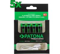 20x PATONA Premium USB-C 4x AA Accumulateurs Lithium 1.5V 3000mWh (5x 4er Blister)
