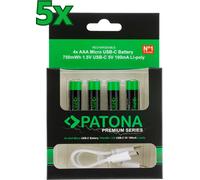 20x PATONA Premium USB-C AAA Accumulateurs Lithium 1.5V 750mWh (5x blister de 4)