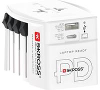 20x SKROSS 74798 Adaptateur de voyage MUV USB AC 45 PD, blanc - 45 W, 1x USB-C™ et 1x USB-A plus fiche secteur internationale pour appareils non mis à la terre, 2 pôles