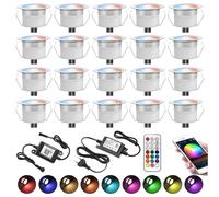20x Wifi RGBWW(RGB+Blanc Chaud) Spot Encastrable Exterieur Dimmable Spot led Extérieur Encastrable Fonctionne avec Alexa, téléphone intelligent Ø31mm0.6W IP67 Kit complet lampe terrasse exterieur