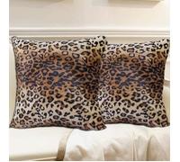 20x20 Pouces Animal Sauvage Peau De Léopard Doux Coussin Couvre 2 Pcs Housse De Coussin Pour Enfants Canapé Maison Doux En Peluche