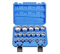 21 Pcs Coffret de Douilles 1/2" Spline, Jeu 12 Pans 8-36mm, Clés à douille