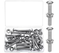 21 Pièces M6 Boulons de Carrosserie Carrés, M6x40mm Vis, Tête Ronde Collet Carré Avec Écrous et Rondelles, Tête Bombée à Col Carré