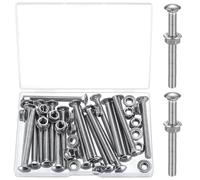 21 Pièces M6 Boulons de Carrosserie Carrés, M6x60mm Vis de Carrosserie, Boulons a Tête Ronde Collet Carré avec Écrous et Rondelles, Boulons a Tête Bombée à Col Carré