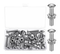 21 Pièces M8 Boulons de Carrosserie Carrés, M8x40mm Vis, Tête Ronde Collet Carré Avec Écrous et Rondelles, Tête Bombée à Col Carré