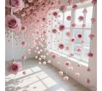 21 pièces/set Décor de cascade de roses roses, comprend 20 roses artificielles et 1 rouleau de ficelle transparente, idéal pour la décoration de mariage, la Saint-Valentin, la douche de mariée, l'anni