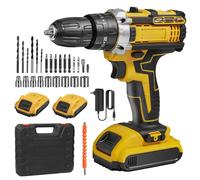 21 V : Visseuse-perceuse à batterie rechargeable - Tournevis électrique - 25+3 réglages de couple - Compacte - Portable - Jaune