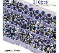 210/150 pièces d'écrous hexagonaux autobloquants en acier inoxydable, antidérapants, assortiment M3-M8/M4-M6 pour l'industrie/la construction/le secteur automobile 150pcsBag