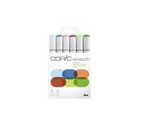 COPIC Marqueurs Sketch Earth Essentials – Set de 6 – Double pointe (moyenne et brosse)
