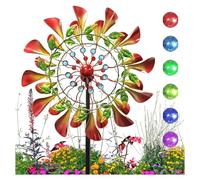 210cm Moulin A Vent Jardin Exterieur avec Boule en Verre à énergie Solaire avec éolienne cinétique Double Sens Moulin à Vent Solaire pour terrasse,pelouse et Jardin
