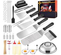 21Pcs Kit Accessoires Barbecue Inox, Set Spatule Plancha Professionnel Pour Grillades Et Jardin