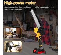 21V 8inch Scie à élaguer électrique portable Petite scie à chaîne pour fendre le bois Moteur à brosse Outil de travail du bois à une main avec système de lubrification pour l'utilisation dans le jardi