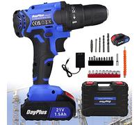 21V Perceuse Sans Fil Visseuse Électrique Perceuse Visseuse sur Batterie Tournevis Portable avec 1 Batterie pour Bricolage, 25+1 Réglages de Couple, 45Nm Couple Max., 26 Accessoires(Bleu)