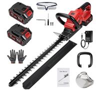 21V Taille-Haie Télescopique, 20 Pouces Taille Haie sans Fil avec 2 Batteries 3,0 Ah et Chargeur 1,0 A, Prof Coupe Haie Électrique, 56 cm Longueur Coupe, 18 mm Écartement Dents pour Haies et Arbustes