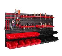 22 bacs gerbables Supports d'outils Étagère murale d'atelier Paroi d'outils 156x78cm Supports d'outils Système de stockage Bacs à bec Étagère murale extra-résistante Étagère extensible Étagère d'ateli