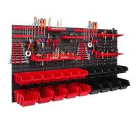 22 bacs gerbables Supports d'outils Étagère murale d'atelier Paroi d'outils 156x78cm Supports d'outils Système de stockage Bacs à bec Étagère murale extra-résistante Étagère extensible Étagère d'ateli