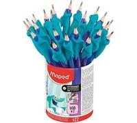 Crayon de papier, avec gomme & guide-doigt, pot de 22
