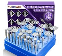 22 Fraises Diamantée + 10 Disque Diamant Compatibles avec Dremel, avec Coffret de Rangement Bleu, Tige de 3mm Pour le Verre, Les Pierres Précieuses, Pe Jade, Le Polissage des Détails, La Gravure
