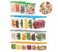 22 Sac Congelation Reutilisable et Stand Up,Sac Congélation Zip pour Aliments,Sachet Congelation,Sacs de Congélation en Silicone,Sachet conservation lait maternel,pour Ranger Légumes,Fruits,Collations