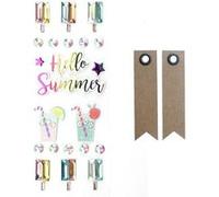 22 stickers 3D Hello Summer + 20 étiquettes kraft Fanion Multicolore G