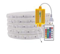 220V Bande LED, 5050 SMD 60Leds/m Multicolore RGB Ruban LED Avec 24 touches Télécommande, IP65 Waterproof Flexible Magic Dream Couleur Silicone Néon Cordon Lumineux pour Fête Décor Noël (2m)