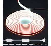 220V Ruban LED COB Exterieur Etanche 5M, 288 Leds/m Blanc Froid 6000K IP65 | Flexible Découpable Bande LED avec interrupteur Strip pour la décoration intérieure, Chambre, la cuisine, sans Transformateur