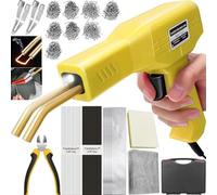 220W Soudure Plastique 2 en1 Soudeuse Plastique Kit Reparation Plastique Soudage Plastique avec 800Pcs Agrafes,40Pcs Bâtons Soudage & 2Pcs Outil de Truelle pour Réparer un Auto/Moto Pare-chocs (jaune)