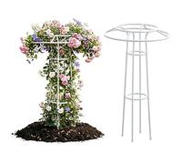 225cm Obélisque de Jardin, 185cm Treillis Ombrelle, Vertical en Métal Cadre d'escalade de Parapluie de Glycine pour Plants Grimpantes, Plants en Pot, Clématite, Rose(White,105cm/3.4ft)
