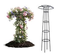225cm Obélisque de Jardin, 185cm Treillis Ombrelle, Vertical en Métal Cadre d'escalade de Parapluie de Glycine pour Plants Grimpantes, Plants en Pot, Clématite, Rose(Black,185cm/6.1ft)