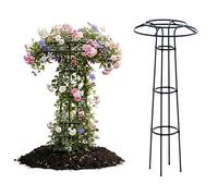 225cm Obélisque de Jardin, 185cm Treillis Ombrelle, Vertical en Métal Cadre d'escalade de Parapluie de Glycine pour Plants Grimpantes, Plants en Pot, Clématite, Rose(Black,145cm/4.8ft)