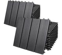 22x Dalles de jardin clipsables en bois composite WPC anthracite 30 x 30 cm Type classique Revêtement de sol extérieur