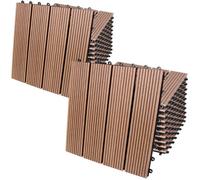 22x Dalles de jardin clipsables en bois composite WPC terracotta 30 x 30 cm Type classique Revêtement de sol extérieur
