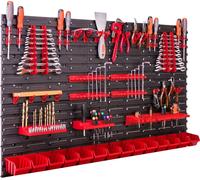 23 pcs. boîtes empilables mur d'outils 117x78cm kit porte-outils étagère murale étagère d'atelier système de stockage bacs à bec panneaux muraux extra-forts étagère extensible étagère de stockage