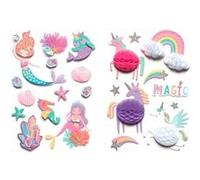 23 stickers 3D 6 cm - Licornes & sirènes Multicolore G