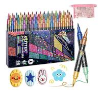 24/48/72/96 marqueurs pinceaux à effet pailleté, marqueurs à paillettes à double pointe pour adultes, marqueurs Sharpie métalliques, lisses, sans obstruction, pas de bavure pour cartes, fournitures