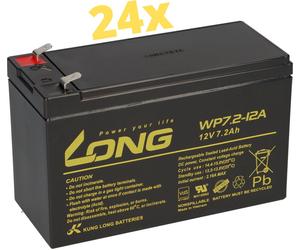 24 batteries Kung Long WP7,2-12A F2 AGM, 12V, 7,2Ah – compatibles avec l'onduleur Benning Enertronic S 10kVA